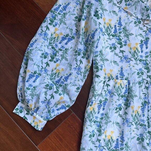Janie & Jack White Blue and Green Floral Swing Dress Size 10 - Picture 3 of 6